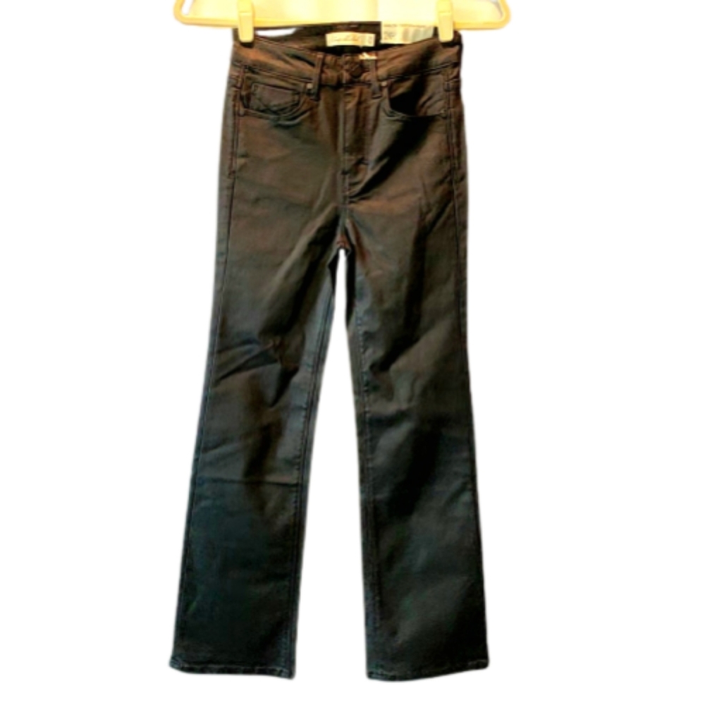 NWT Unpublished Marlow Black Coated Denim High Rise Kick Flare Jeans 26W